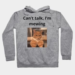 Can't talk I'm mewing meme looksmax cat quote funny chad Hoodie